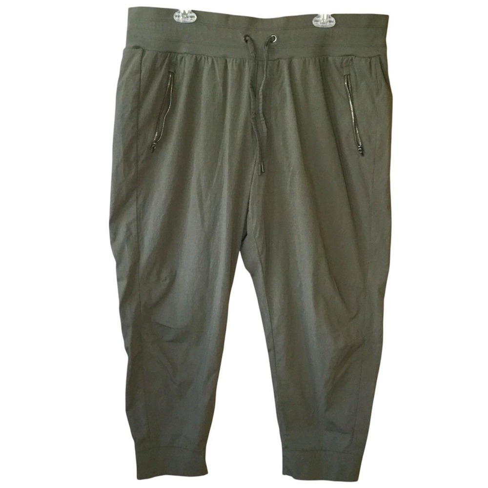 Athleta Jogger Womens Pants Trekkie North Army Green Size 18 Hiking Travel Sport